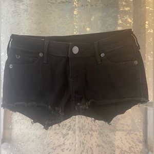 Black True Religion JOEY Low Rise Cut Off Shorts